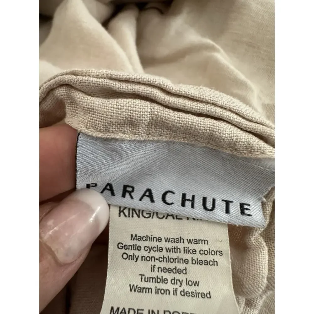 100% FLAX LINEN PARACHUTE Beige TOAST KING California KING Duvet Cover PORTUGAL